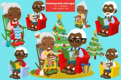 AFRICAN AMERICAN GRANDMA AND GRANDPA AT CHRISTMAS CLIPART Product Image 1