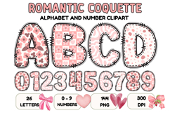 Romantic Coquette Alphabet PNG Letters &amp; Numbers 300DPI Product Image 1