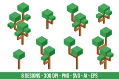 Isometric tree clipart set Product Image 1
