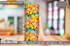 3D Seamless Sublimation Skinny Tumbler Wrap| 20oz | Png Product Image 2