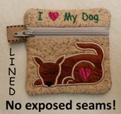 Love My Dog Mini Zipper Bag - Fully Lined, 4X4 HOOP Product Image 4