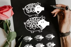 Papercut Pig Set, Mandala Pigs, Floral Pig Art Designs Product Image 4