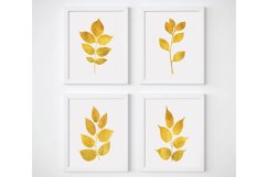 Yellow Wall Art, Gold Wall Decor, Leaf Wall Art, Gold Print Product Image 1