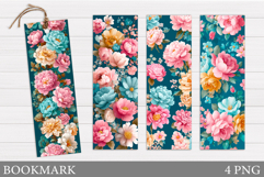 Floral Bookmark Design. Flowers Bookmark Sublimation Product Image 1