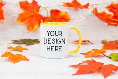 Mug Mockup 11 Oz Blank White Coffee Cup Yellow Handle Fall Product Image 1