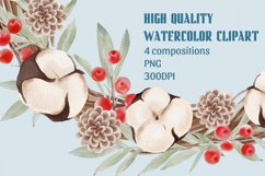 Watercolor Christmas Wreath, Christmas Wreath, Winter png Product Image 5