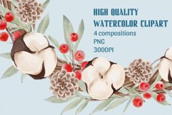 Watercolor Christmas Wreath, Christmas Wreath, Winter png Product Image 5