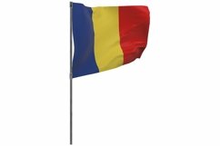 Chad flag on pole. Waving banner isolated. Product Image 1