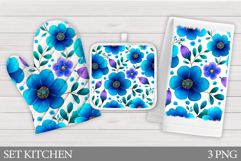 Flowers Oven Mitt Design. Flowers Square Pot Holder Product Image 1