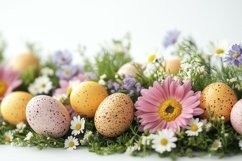 Floral Easter Background, Easter Eggs Background PNG Product Image 1