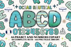 Ocean Nautical png alphabet, ocean nautical letters doodle Product Image 1
