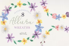 Allura 8 Flora Pretty Flowers Floral Wreath Watercolor Blue Product Image 1