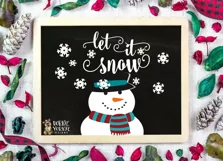 Let it Snow - Snowman, hat, carrot - Fun, scarf - SVG Cut Product Image 2
