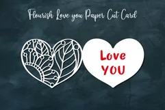 Flourish Love you Paper Cut Card | Valentine svg card Product Image 2