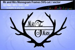 Mr and mrs monogram / mr and mrs circle monogram vector / antler monogram svg / SVG / Eps /Dxf / Png Product Image 3