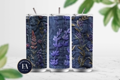 Embroidered Denim Digital Paper| Floral Denim Pattern Product Image 2