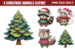 Woodland Christmas Animals Clipart PNG Product Image 1