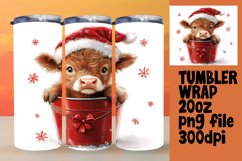 Watercolor Christmas Cow Wrap - Festive 20oz Tumbler Product Image 1