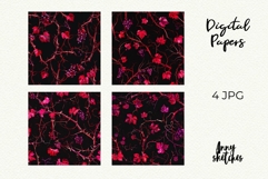 Red Vines &amp; Grapes Seamless Pattern Dark Romance Background Product Image 2