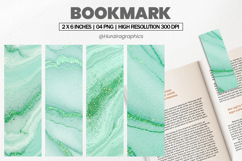 Mint Marble Bookmarks PNG, Bookmark Sublimation Product Image 1