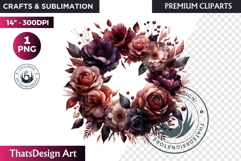 Dark flowers, wedding Florals PNG, Dark Romance Clipart Product Image 1