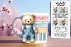 Fun 15oz Mug Wrap Png Template , Teddy Bear Product Image 1