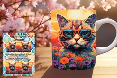 Sweet Kitty Mug Wrap with Floral Art Product Image 1