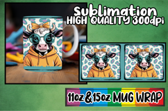 Happy moments sublimation mug wrap, Cute Cow Product Image 1