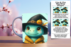 Eye-Catching 15oz Mug Wrap Png Template , Halloween Dino Product Image 1