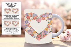 Luxurious 11oz Mug Wrap Png Design , Flowers Heart Product Image 1