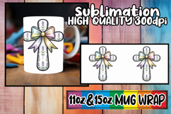 Inspired dreams sublimation mug wrap, Cross and Bow Product Image 1