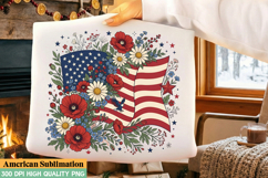 American Patriotic Flowers Sublimation,4th of july png Product Image 2