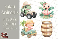 Jungle Safari Animals PNG Cute Pastel Wild Animal Clipart Product Image 1