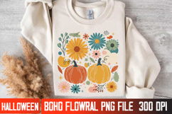 Fall Floral Halloween Vector | Spooky Autumn T-Shirt Design Product Image 4
