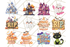 Kawaii Halloween Clipart Cute Kids and Candy Elements Png Product Image 3