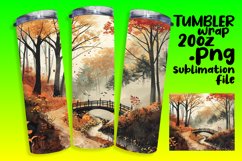 Autumn Views Sublimation | 20oz Watercolor Tumbler Wrap Product Image 1