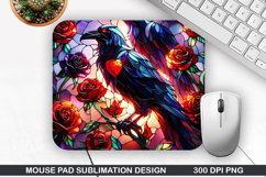 Crow Mouse Pad Sublimation, Valentine Mouse Pad PNG Product Image 1