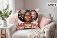 Afro Girl /Woman braided hair Pillow Design, Black Queen PNG Product Image 1