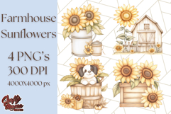 Rustic Sunflower Clipart, Soft Country Farmhouse Florals Png Product Image 1