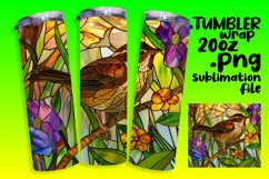 Beautiful Birds Stained Glass Design Tumbler Wrap Product Image 1