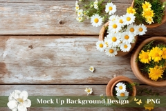 Flowers Background Mockup, Wooden Table Background Product Image 1