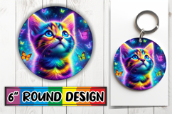 Whimsical Car Coaster Circle PNG, Cat Product Image 1