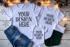 Christmas Family Matching Group Flat Lay T-Shirt Mockups Product Image 1
