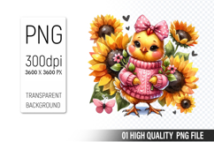 Cute Chicken, Animal Sublimation Clipart PNG Product Image 1