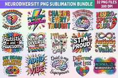 Neurodiversity Awareness PNG Bundle | 32 Autism ADHD Designs Product Image 1