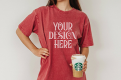 Crimson Comfort Colors 1717 T-shirt Mockups, Real Model Product Image 1