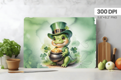 Cute Dinosaur Leprechaun with Pot of Gold Cutting Board PNG Product Image 1