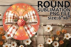 Joyful Circle Keychain Sublimation PNG, Holiday Bow Product Image 1