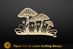 Wooden mushroom forest flora design nature Laser cut Product Image 1