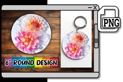 Zen Bloom: Round Sublimation Art Keychain PNG Product Image 1